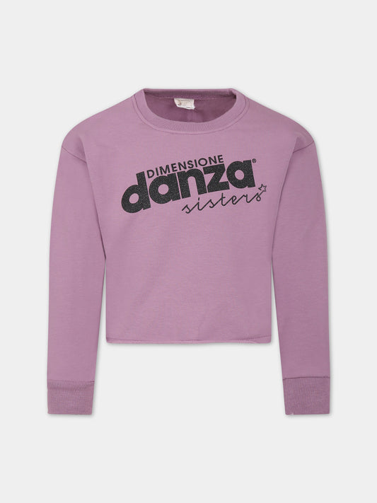 Felpa viola per bambina con logo,Dimensione Danza,031951 046