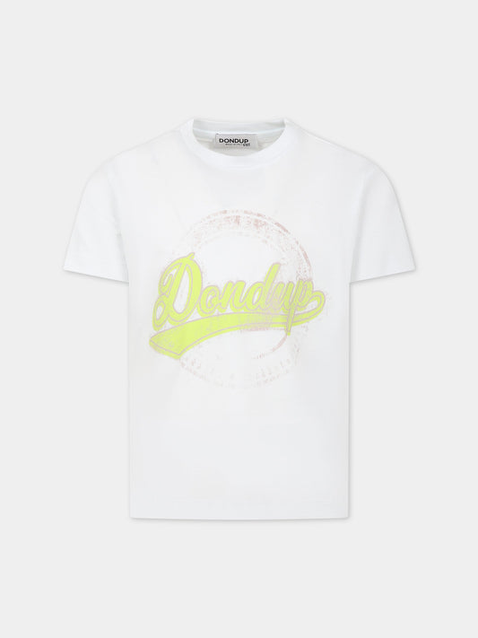 T-shirt bianca per bambini con logo,Dondup Kids,DMTS105 CJF65B006 B006