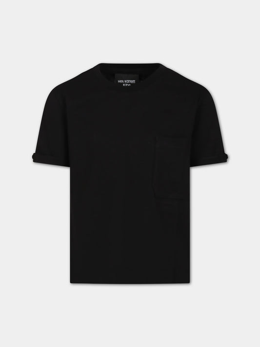 T-shirt nera per bambino con logo,Neil Barrett Kids,033588 110