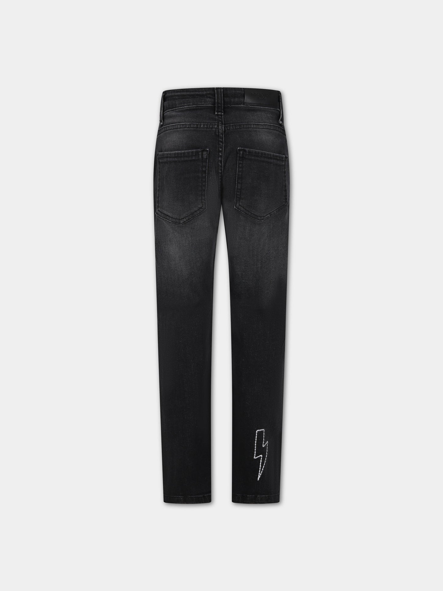 Jeans neri per bambino con logo,Neil Barrett Kids,033598 127