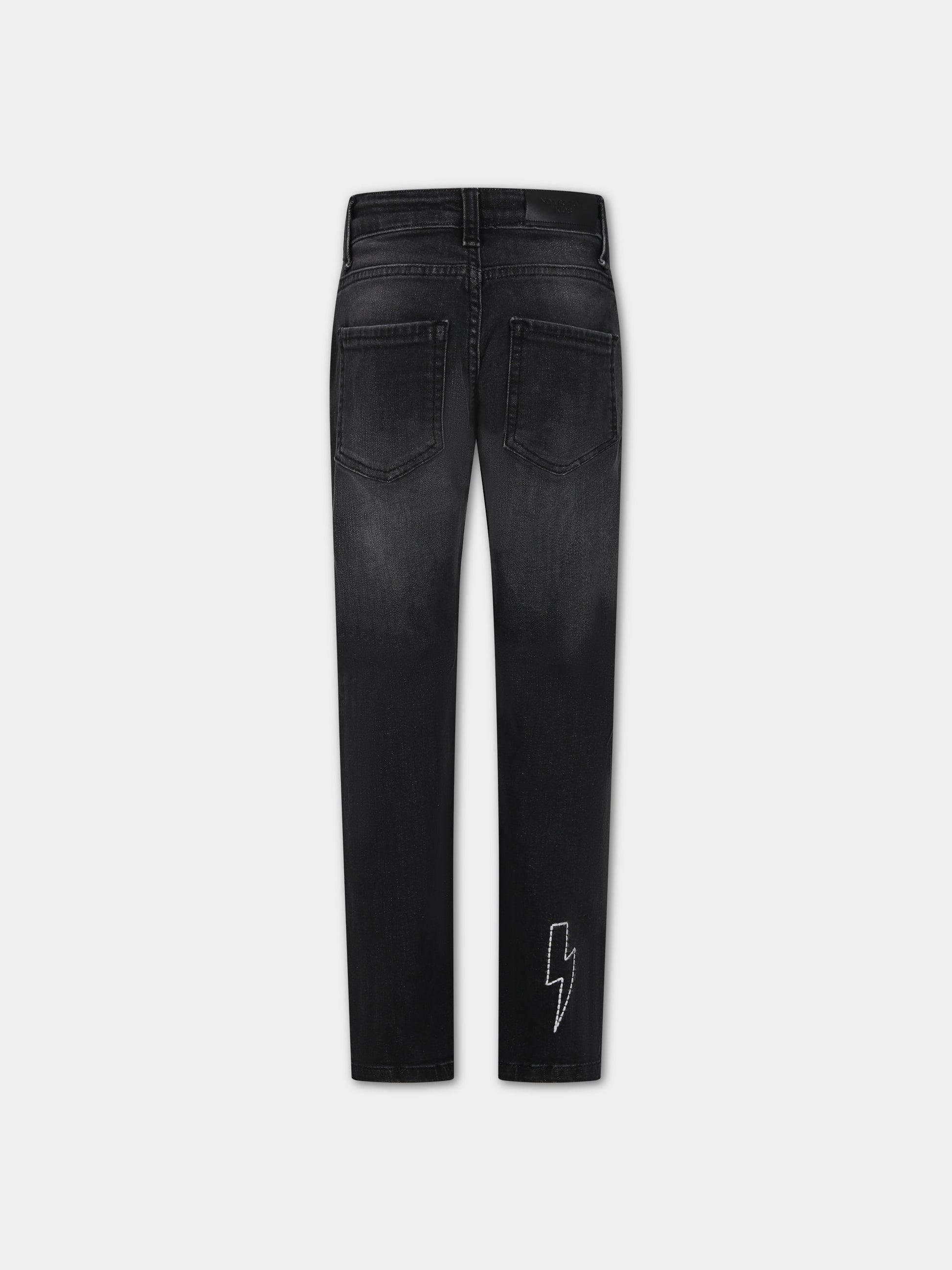 Jeans neri per bambino con logo,Neil Barrett Kids,033598 127