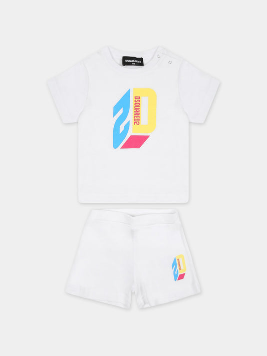 Completo bianco per neonato con logo,Dsquared2,DQ2256 D0A8U D2S7B DQ100