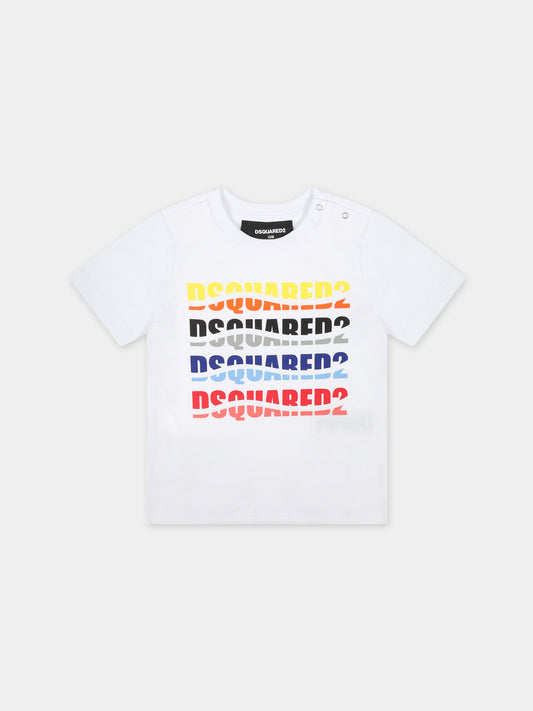 T-shirt bianca per neonato con logo,Dsquared2,DQ2140 D004G D2T1025B DQ100