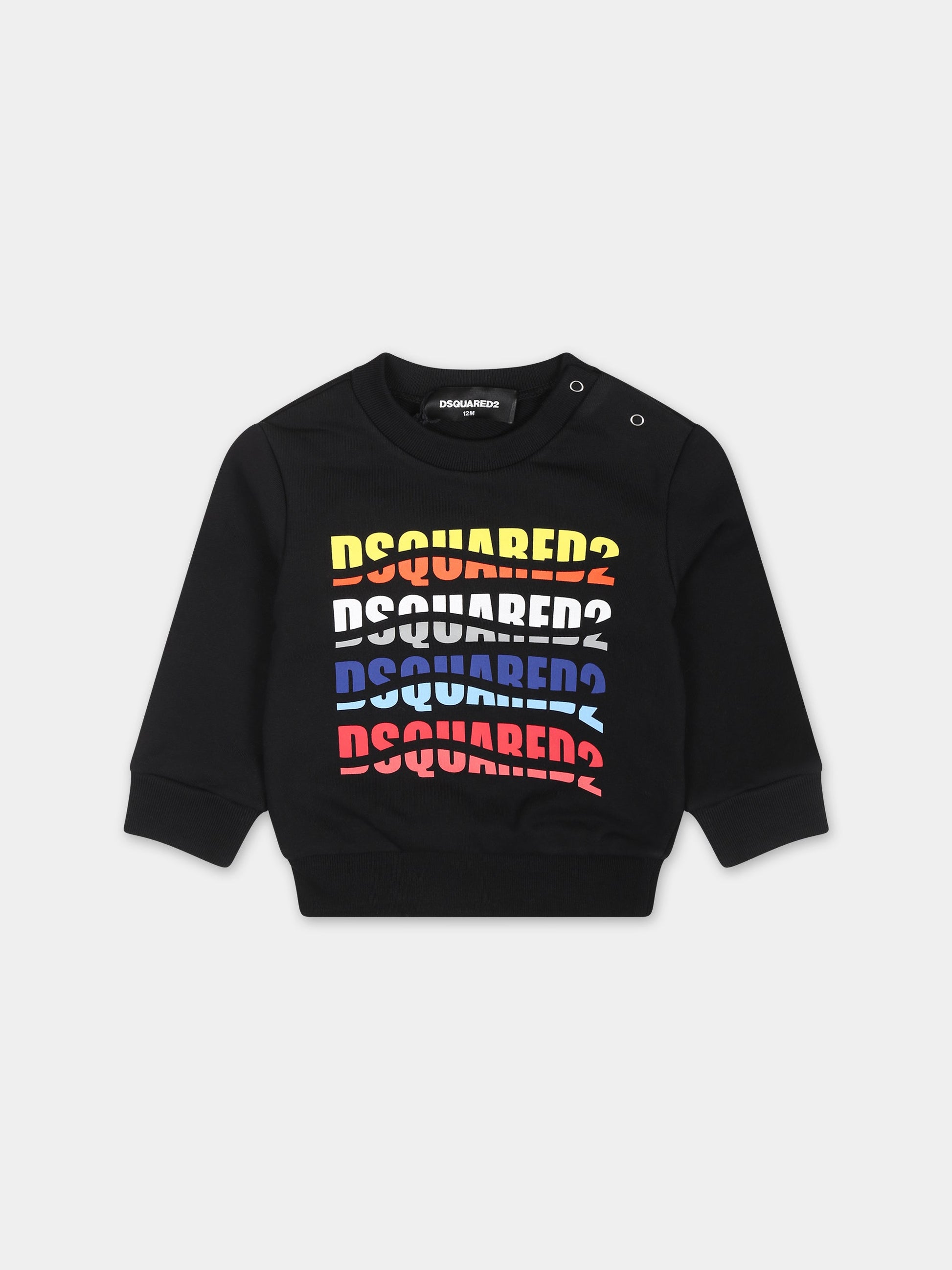 Felpa nera per neonato con logo,Dsquared2,DQ2143 D0A2F D2S781B DQ900