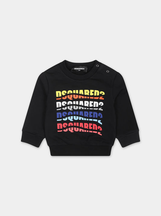 Felpa nera per neonato con logo,Dsquared2,DQ2143 D0A2F D2S781B DQ900