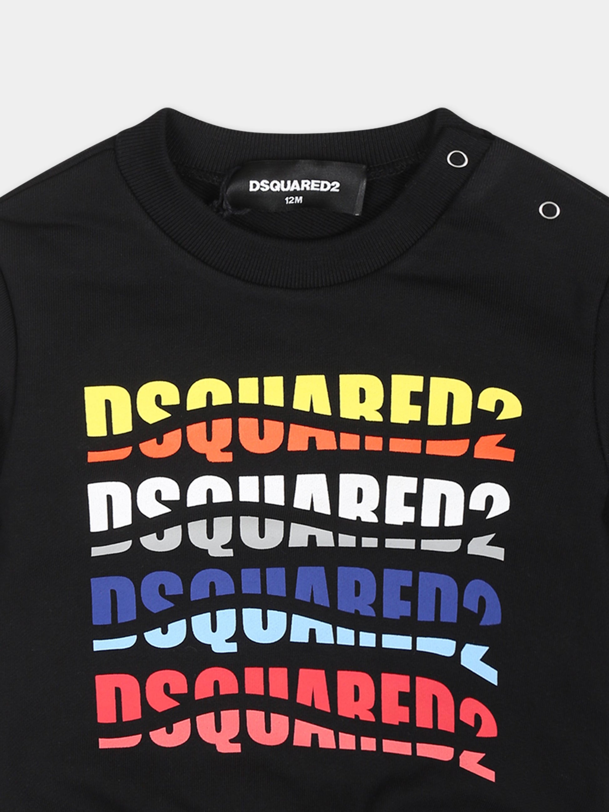 Felpa nera per neonato con logo,Dsquared2,DQ2143 D0A2F D2S781B DQ900