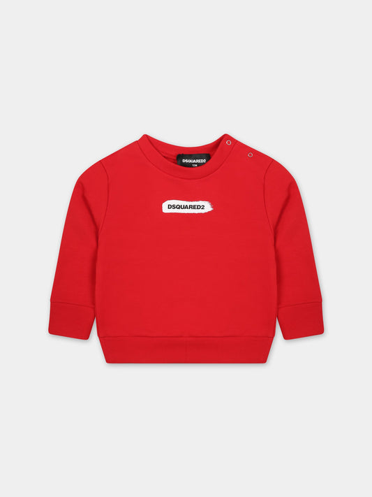 Felpa rossa per neonato con logo,Dsquared2,DQ2144 D0A2F D2S782B DQ415