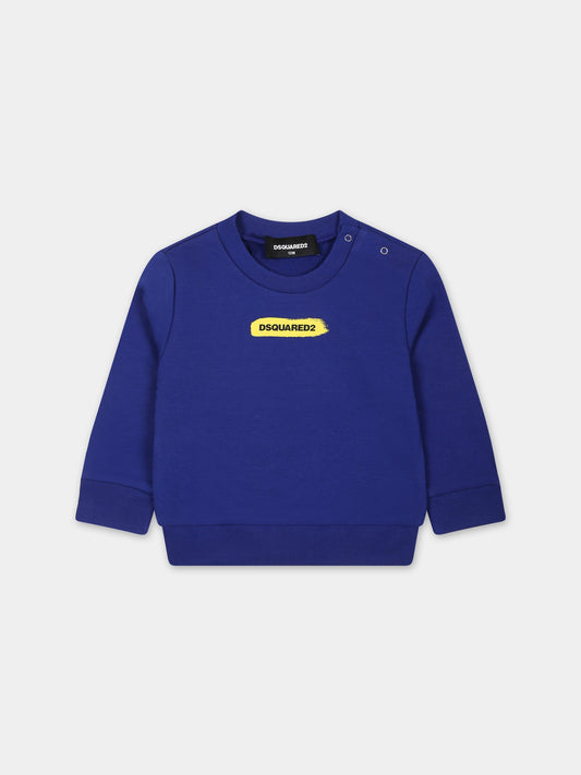 Felpa azzurra per neonato con logo,Dsquared2,DQ2144 D0A2F D2S782B DQ870