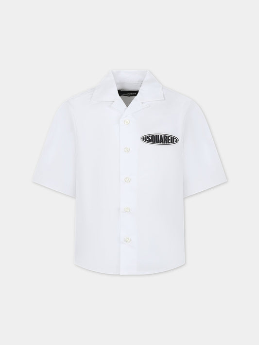 Camicia bianca per bambino con logo,Dsquared2,DQ2119 D007D D2C202M DQ100