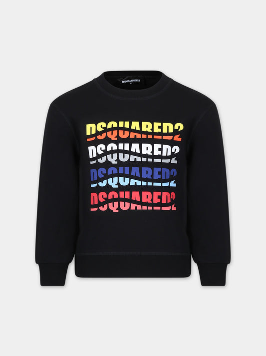 Felpa nera per bambino con logo,Dsquared2,DQ2103 D0A2F D2S776U DQ900
