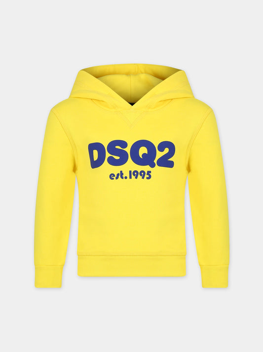 Felpa gialla per bambino con logo,Dsquared2,DQ2102 D003G D2S780U DQ205