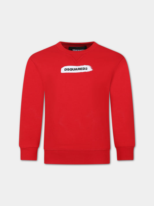 Felpa rossa per bambino con logo,Dsquared2,DQ2092 D0A2F D2S777U DQ415