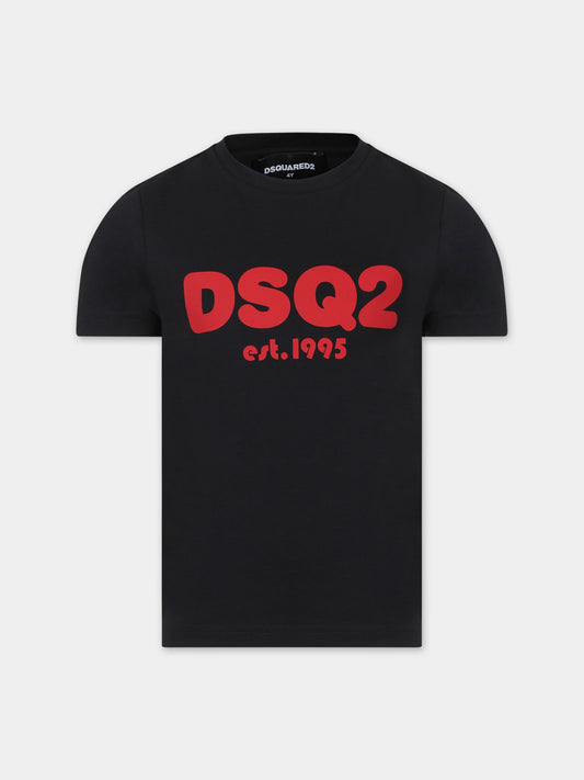 T-shirt nera per bambino con logo,Dsquared2,DQ2101 D00MV D2T1019U DQ900