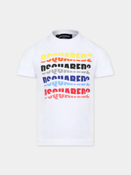 T-shirt bianca per bambino con logo,Dsquared2,DQ2104 D004G D2T1014U DQ100