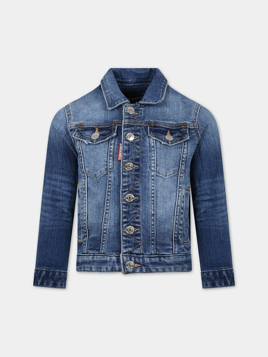 Giubbotto in denim per bambini con logo,Dsquared2,DQ0395 D0A6M D2J333U DQ01