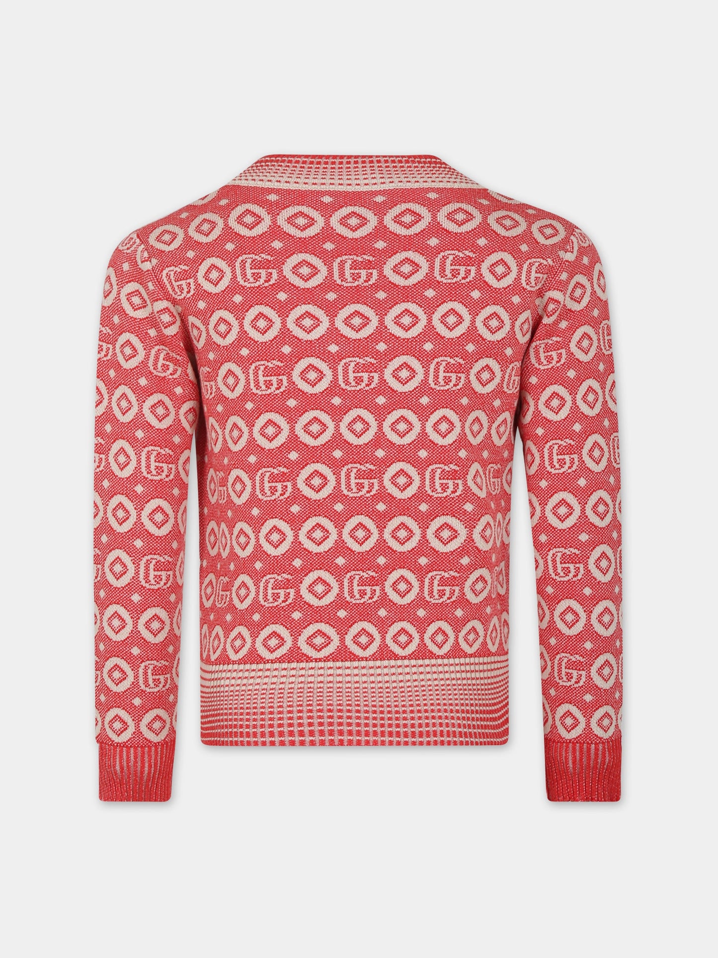 Maglione rosso per bambino con doppia G,Gucci Kids,766415 XKDRV 6085