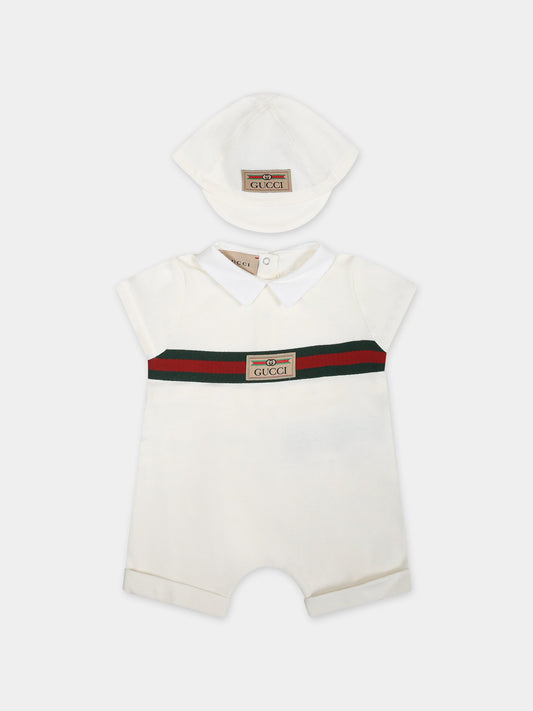 Set bianco per neonato con logo,Gucci Kids,766683 XJF8F 9733