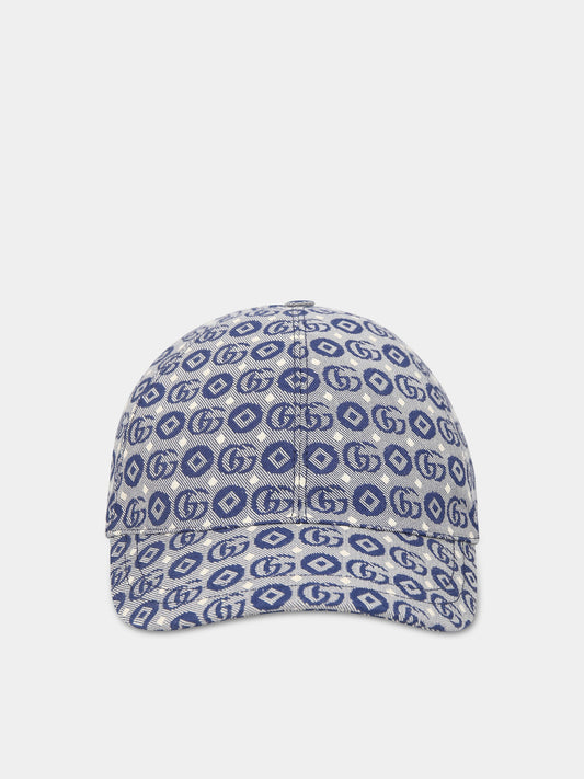 Cappello blu per bambini con doppia G,Gucci Kids,481774 3HAQA 4268