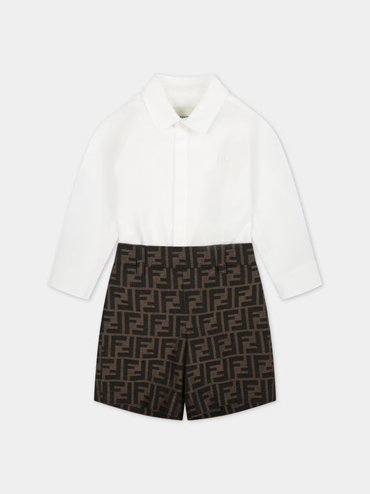Completo elegante multicolor per neonato con iconica doppia F,Fendi Kids,BML146 AQTK F15B6