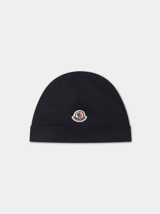 Berretto nero per neonati con logo,Moncler Kids,951 3B00004 8392E 778