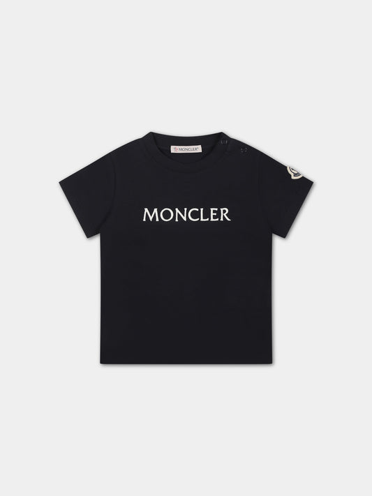 T-shirt blu per neonata con logo,Moncler Kids,951 8C00002 8790N 778