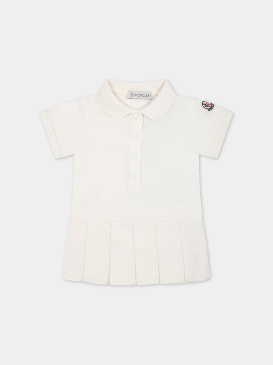 Vestito bianco per neonata con logo,Moncler Kids,951 8I00001 8496F 034