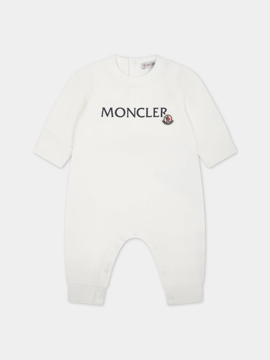 Tutina bianca per neonato con logo,Moncler Kids,951 8L00002 899AR 034