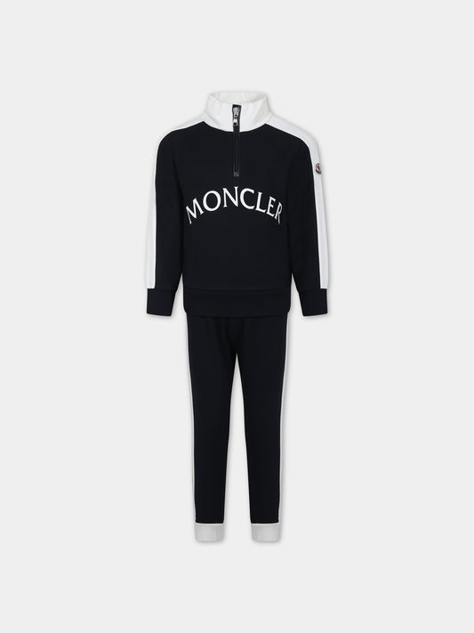 Completo blu per bambino con logo,Moncler Kids,954 8M00002 809AG F70