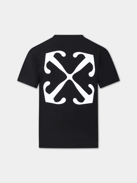 T-shirt nera per bambino con logo,Off White,OBAA002S24JER0031001