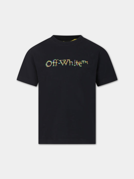 T-shirt nera per bambino con logo,Off White,OBAA002S24JER0051084