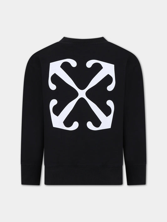 Felpa nera per bambino con logo,Off White,OBBA001S24FLE0021001