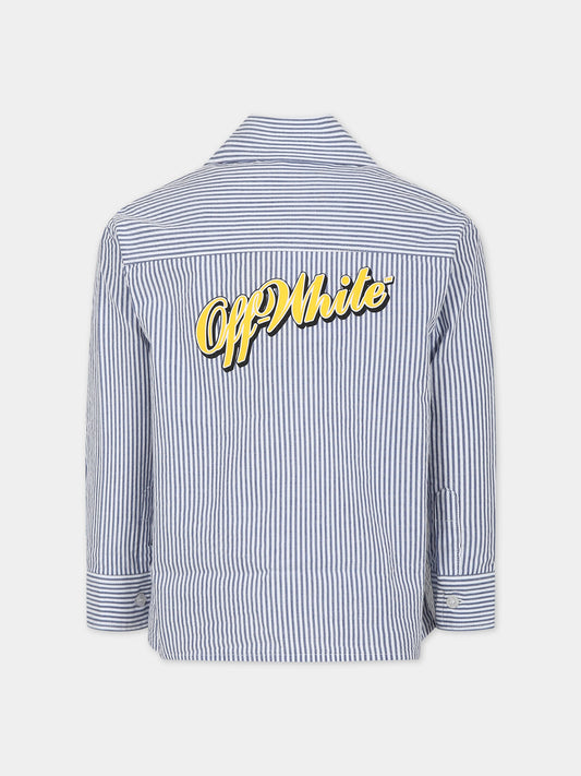 Camicia celeste per bambino con logo,Off White,OBGA003S24FAB0024518
