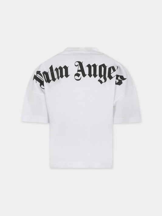 T-shirt bianca per bambini con logo,Palm Angels,PBAA002C99JER0010110