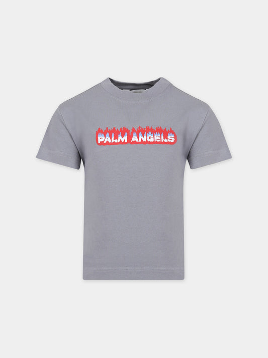 T-shirt grigia per bambino con logo,Palm Angels,PBAA003S24JER0030725