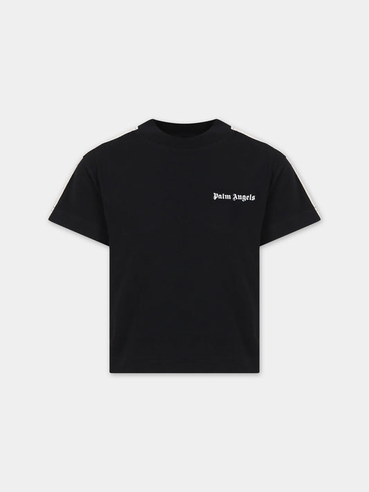 T-shirt nera per bambino con logo,Palm Angels,PBAA011S24JER0011001