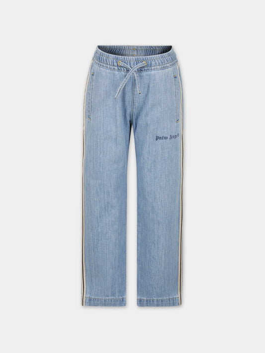 Jeans per bambino con bande e logo,Palm Angels,PBYB003S24DEN0014545