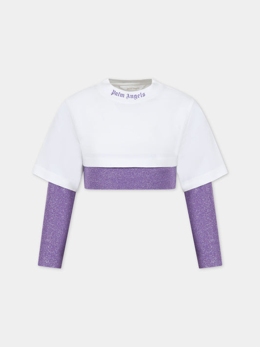 T-shirt bianca per bambina,Palm Angels,PGAB005S24JER0013636