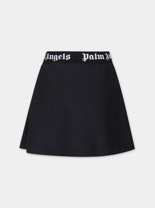 Gonna nera per bambina con logo,Palm Angels,PGVS001C99JER0011010