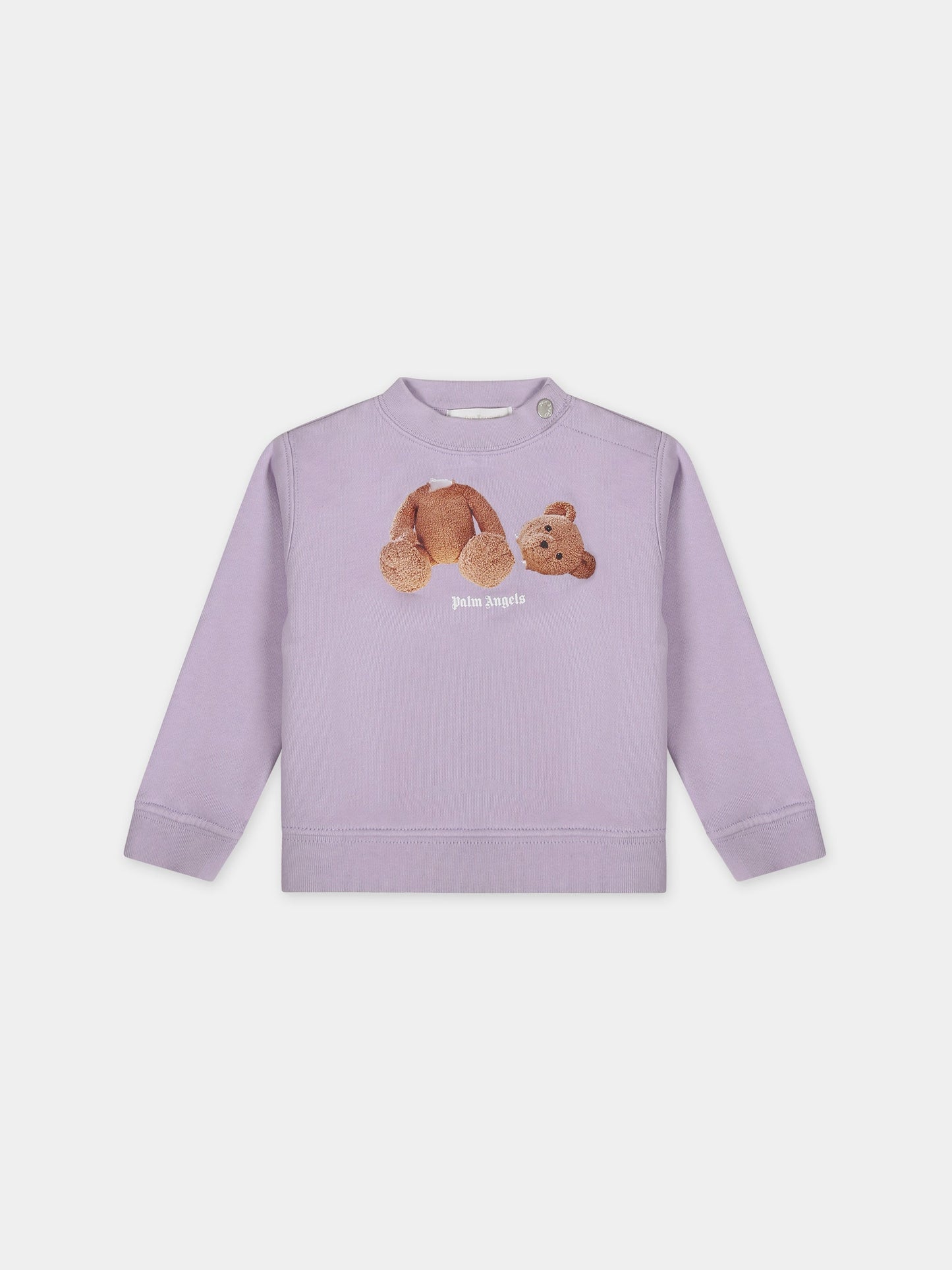Felpa viola per neonata con orso,Palm Angels,PGXC001S24FLE0013860