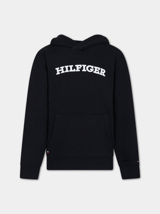 Felpa blu per bambini con logo,Tommy Hilfiger Junior,KB0KB08290 DW5