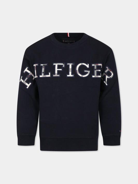 Felpa blu per bambino con logo,Tommy Hilfiger Junior,KB0KB08382 DW5
