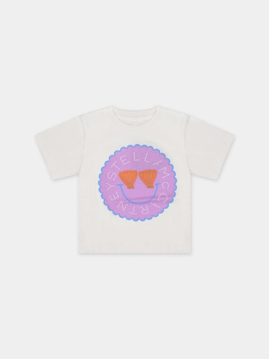 T-shirt bianca per neonata con logo,Stella Mccartney Kids,TU8D31 Z0434 101