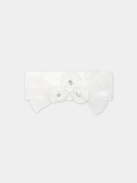 Fascia bianca per neonata con rose,Monnalisa,73C003 3201 0001