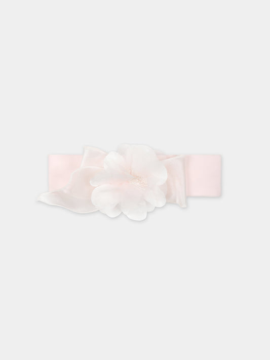 Fascia rosa per neonata con fiore,Monnalisa,73C012 3201 0092