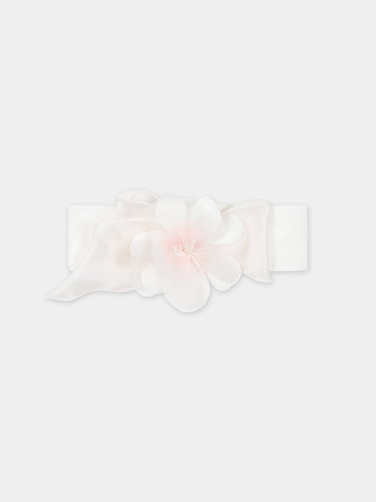 Fascia bianca per neonata con fiore,Monnalisa,73C012 3201 0192