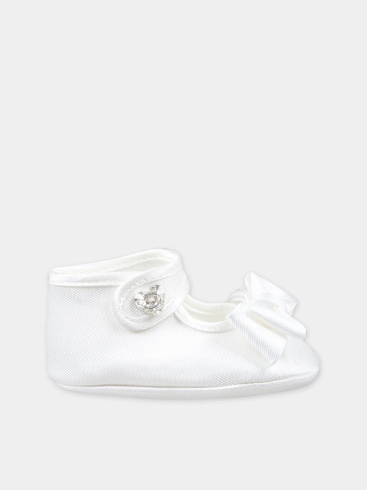 Ballerine bianche per neonata con fiocco,Monnalisa,73C000 3302 0001