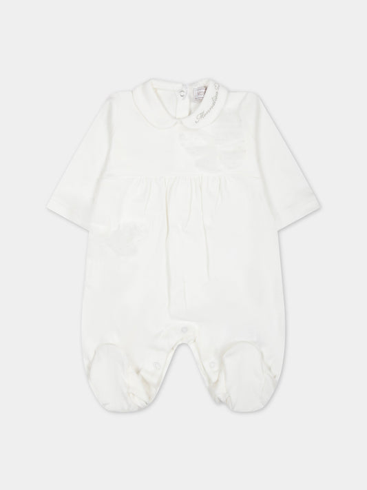 Tutina bianca per neonata con logo,Monnalisa,35C207 3000 0001