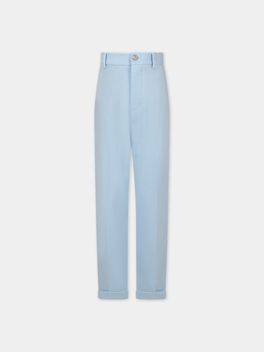 Pantaloni celesti per bambino,Balmain Kids,BU6R80 J0371 684