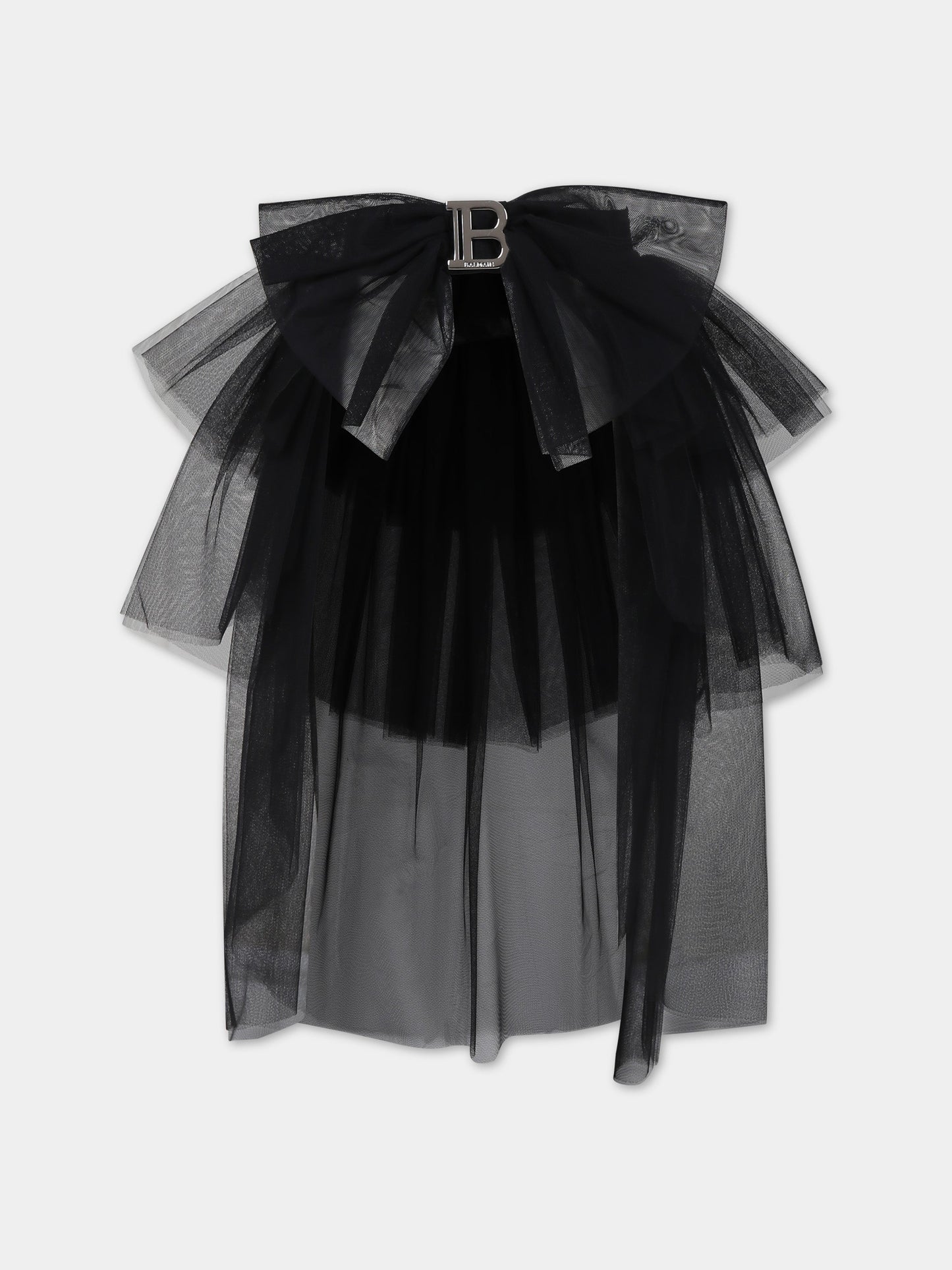 Cintura nera per bambina con fibbia e logo,Balmain Kids,BU0A51 T0002 930