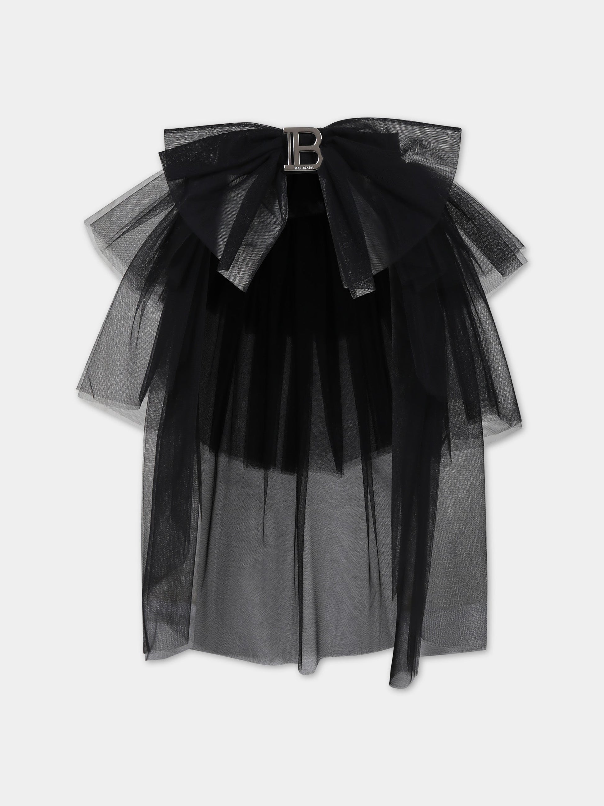Cintura nera per bambina con fibbia e logo,Balmain Kids,BU0A51 T0002 930